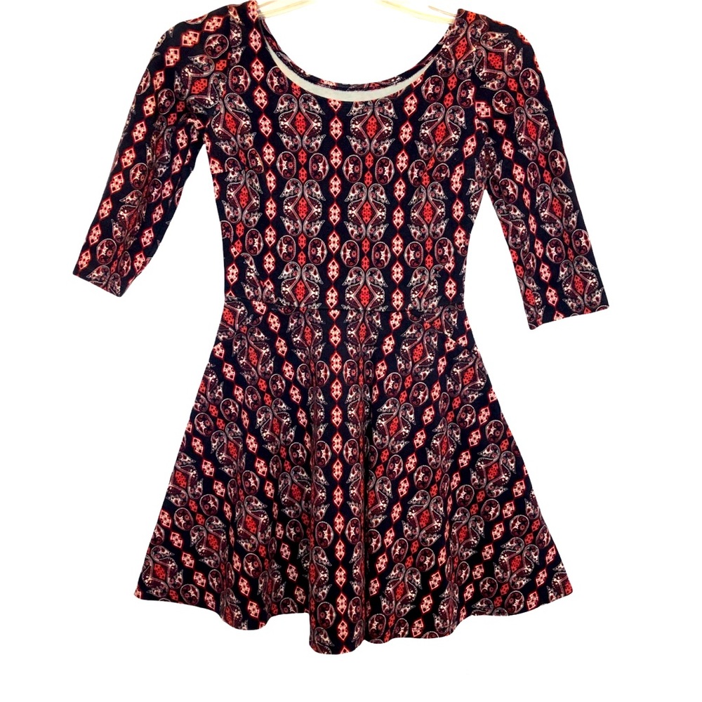 Hollister A-line dress geometric tribal pattern skater dress silhouette size XS